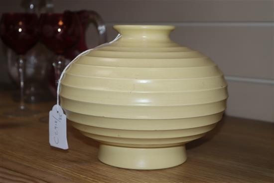 A Wedgwood yellow ground vase designed by Keith Murray height 16cm